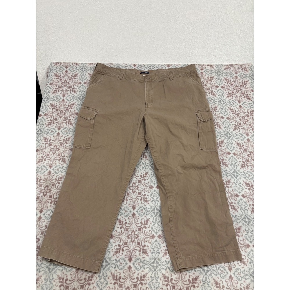 Basic Editions Mens Tan Khaki Cargo Pants Straight Leg Utility Trousers 45x29